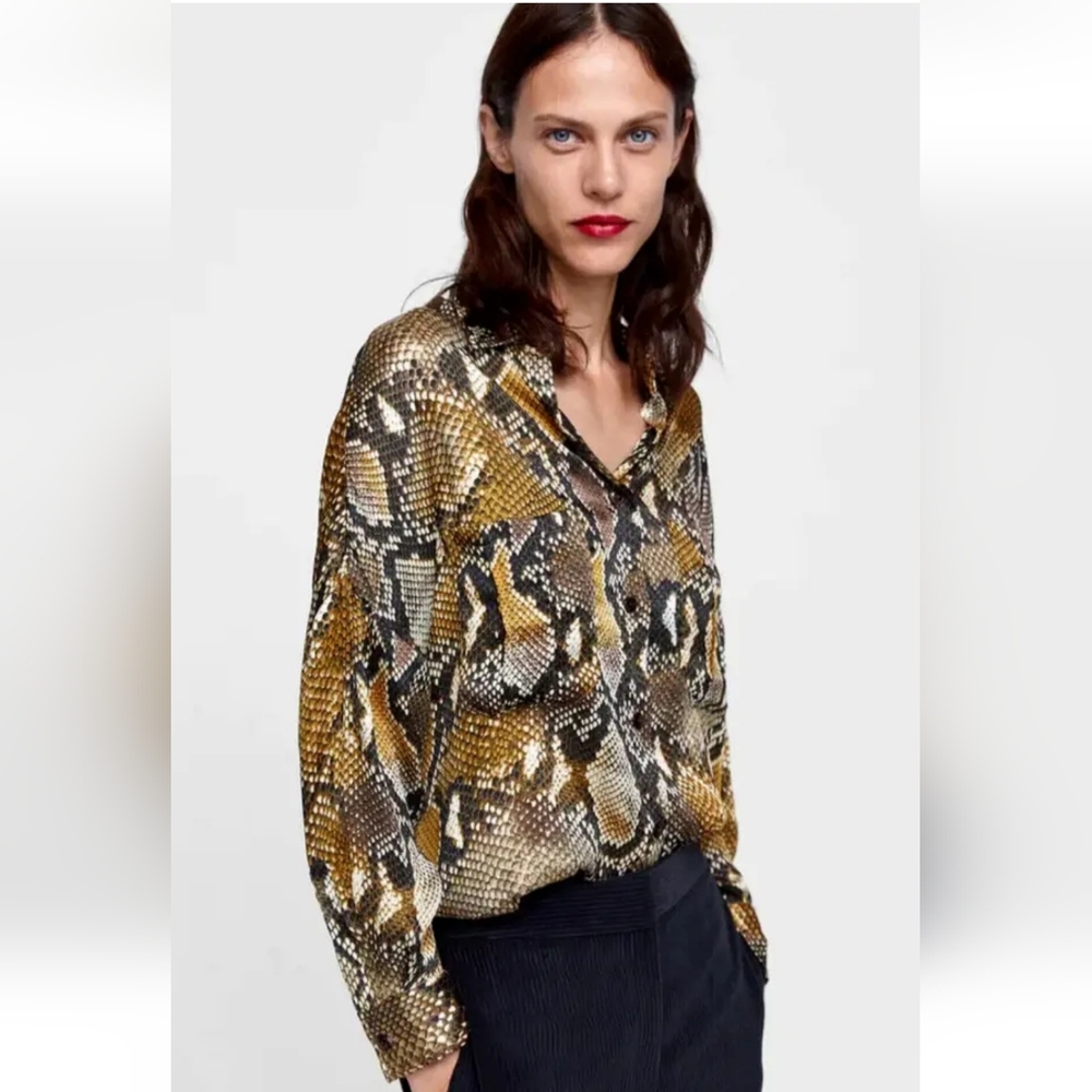 Zara Python Print Blouse - image 3